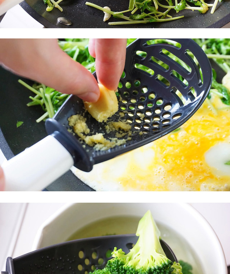 Kitchen Multi-Functional Grinding Spoon Mash Drain Colander Grinding Ginger and Garlic Spoon  Mashed Potatoes Spatula