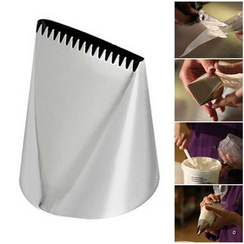 Large Stainless Steel Single-Sided Serrated Cream Spatula Decorating Nozzle Cream Cake Decoration Baking Tool