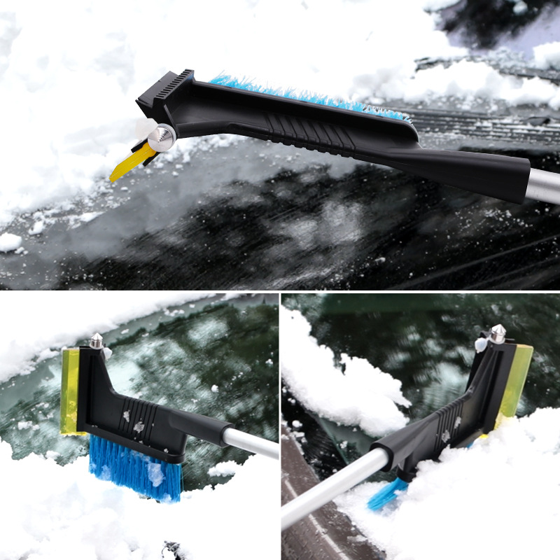Retractable Glass Snow Cleaning Icing Spatula Beef Tendon Ice Scrapper Defrost Snow Cleaning Brush with Safety Hammer