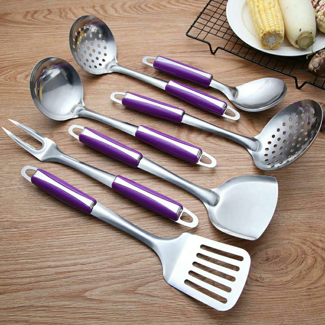 Household stainless steel cooking spatulas seven-piece cooking spatulas soup spoons kitchenware gift sets wholesale