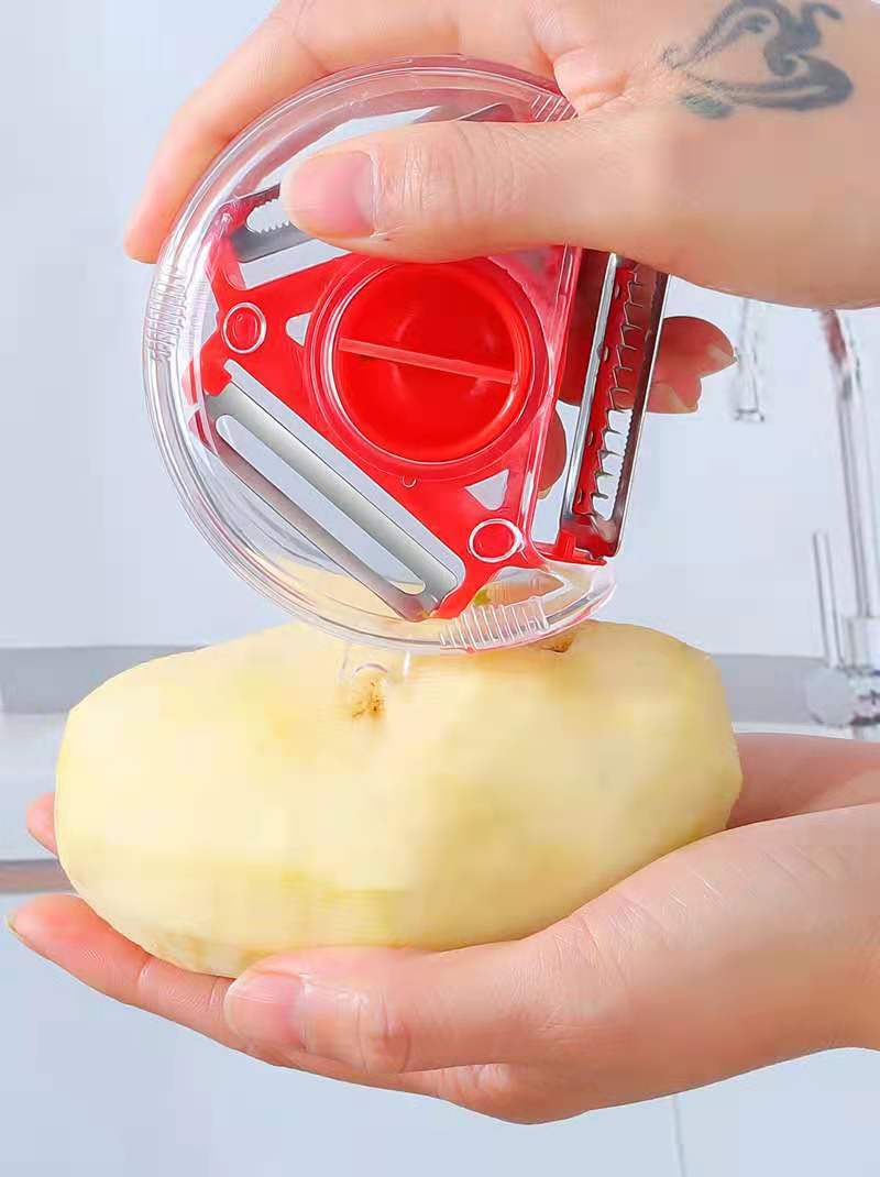 Factory Direct Sales Three-in-One Peler Multifunctional Rotary Paring Knife Shredder Household Potato Peeling Artifact Factory Direct Sales Three-in-One Peler Multifunctional Rotary Paring Knife Shredder Household Potato Peeling Artifact