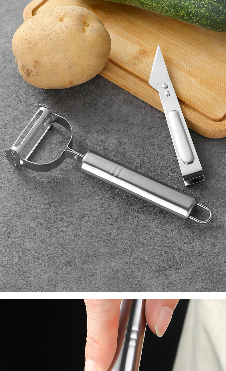 Stainless Steel Kitchen Gadget Peeler Potato Paring Knife Duck Hair Removal Tool Fruit Peeling Three-Piece Kitchen Set