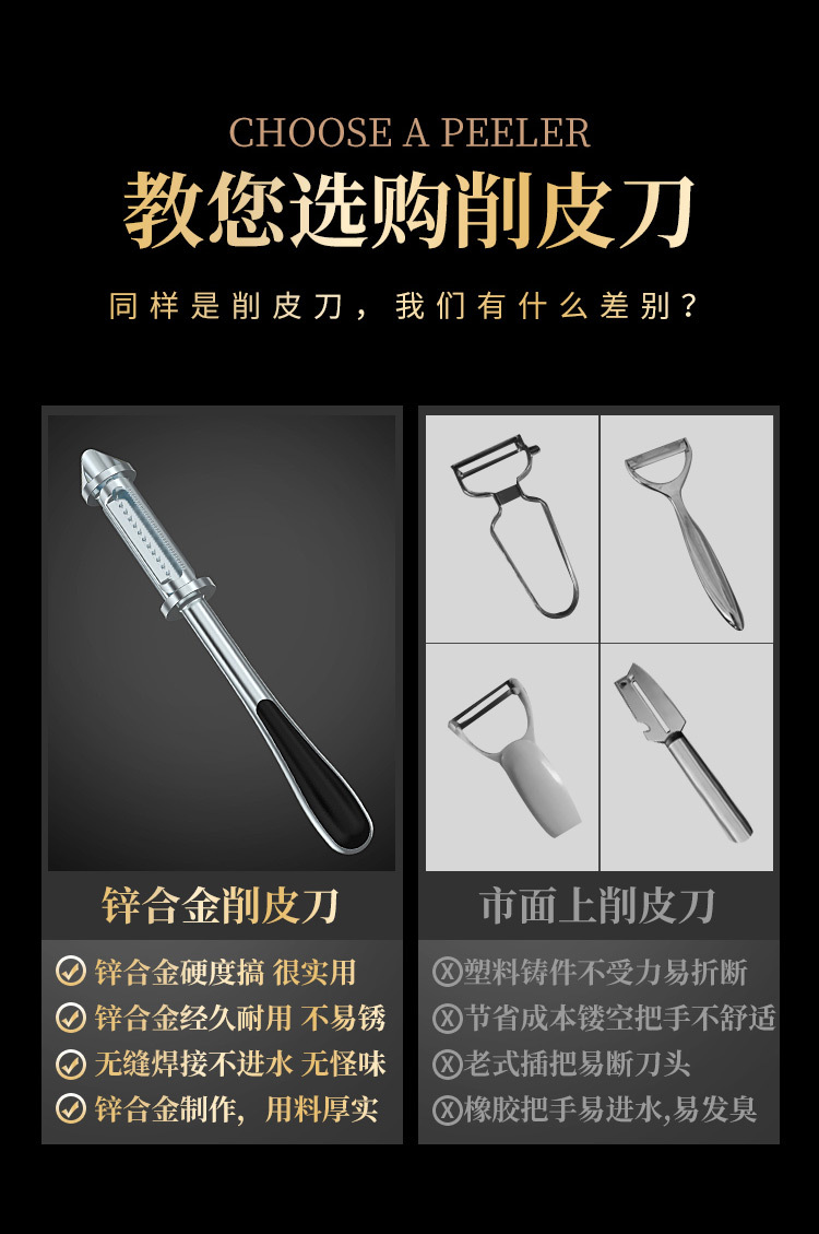 Three-in-One Peler Multi-Functional Peeler Stainless Steel Grater Beam Knife Paring Knife Fruit Grater Peeling Knife