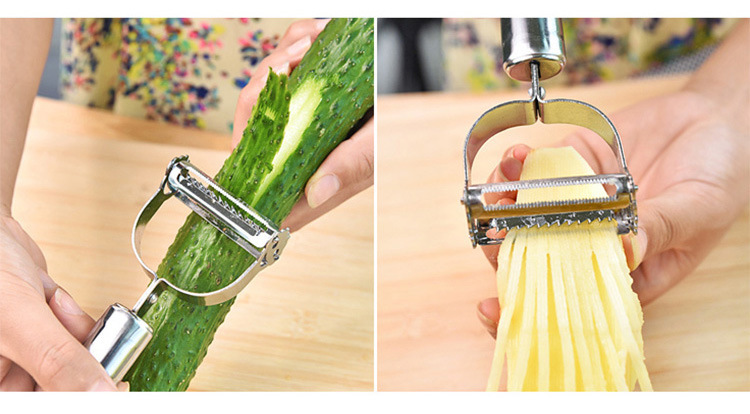 Stainless Steel Smiley Peeler Grater Multi-Functional Double-Headed Fruit Peeling Knife Vegetable and Fruit Paring Knife Kitchen Gadget