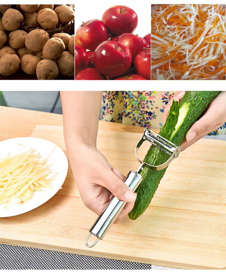 Stainless Steel Smiley Peeler Grater Multi-Functional Double-Headed Fruit Peeling Knife Vegetable and Fruit Paring Knife Kitchen Gadget