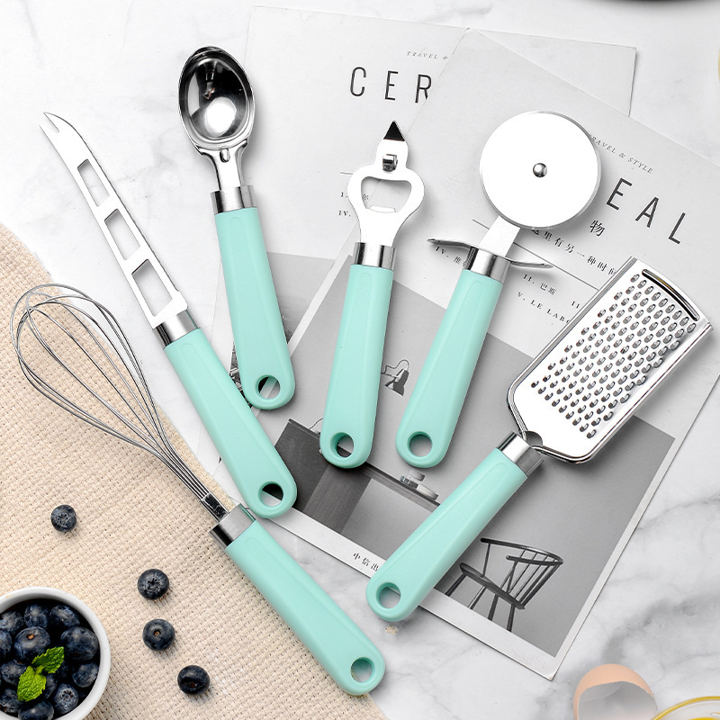 Plastic Handle Paring Knife Bottle Opener Cheese Planer Kitchen Hardware Gadget 9-Piece Set