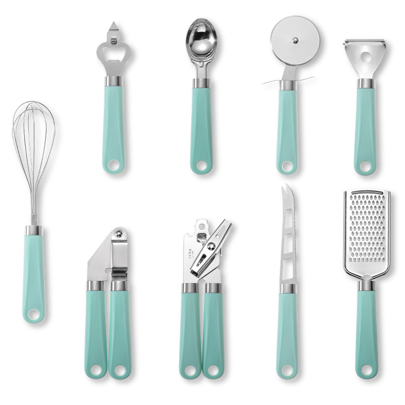 Plastic Handle Paring Knife Bottle Opener Cheese Planer Kitchen Hardware Gadget 9-Piece Set