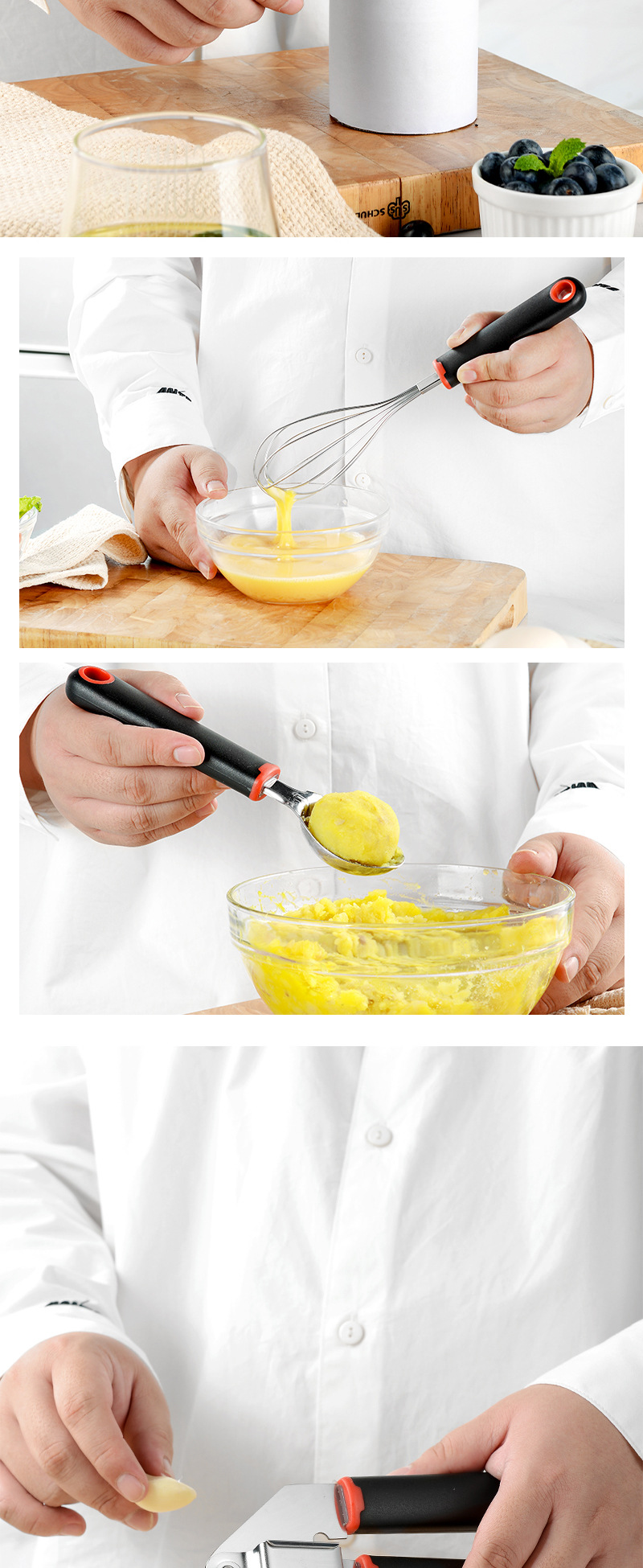 Two-Color Plastic Handle Gadget 9-Piece Set Pizza Cutter Paring Knife Egg Beater Combination Kitchen Gadget Two-Color Plastic Handle Gadget 9-Piece Set Pizza Cutter Paring Knife Egg Beater Combination Kitchen Gadget