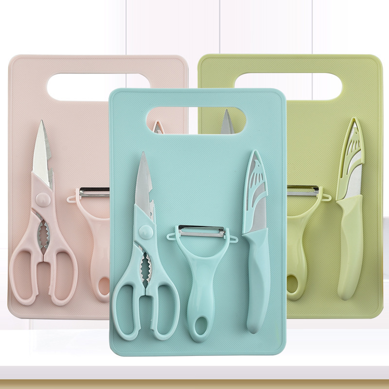 SST Fruit Knife FourPiece Fruit Knife Set Containing Blade Sheath Paring Knife Kitchen Scissors Yangjiang Knife Set