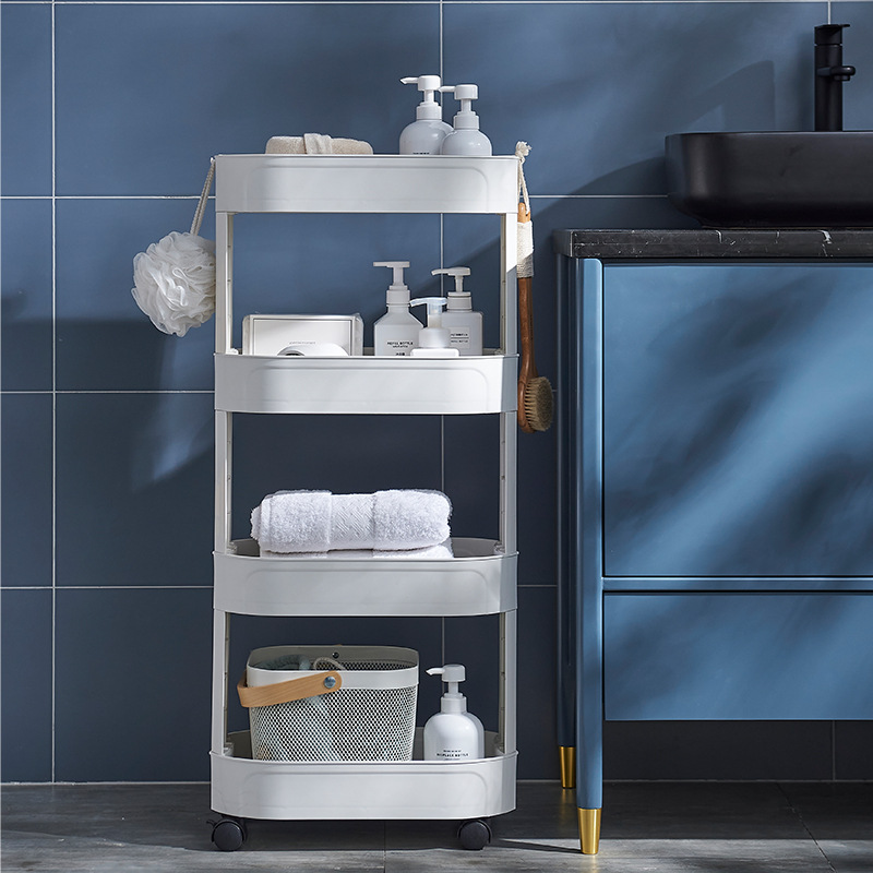 Kitchen Shelf Floor Multi-Layer Fruit and Vegetable Shelf Bathroom Trolley Bowl Storage Rack Snack Bathroom Storage Rack