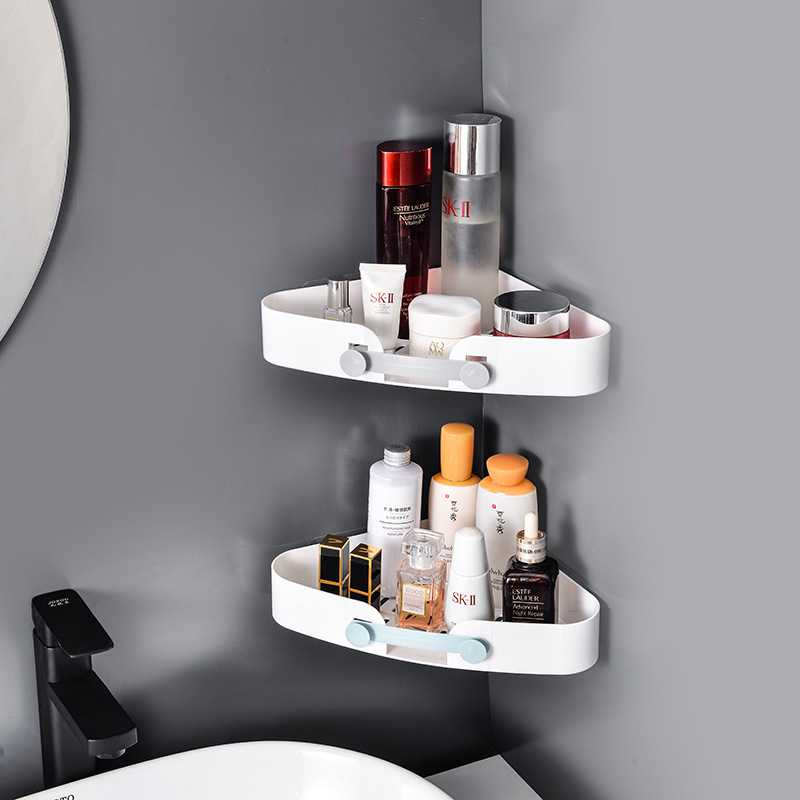 Wall-Mounted Hair Dryer Rack Plastic Soap Dish Plastic Wash-Basin Triangle Shelf Bathroom Sanitary Three-Piece Set 134