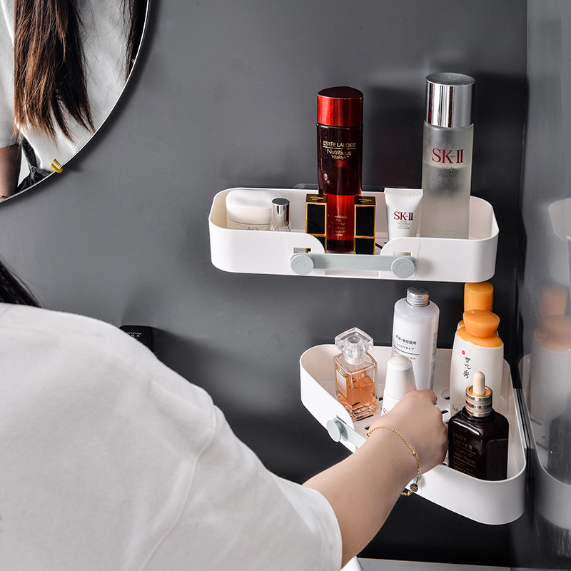 Wall-Mounted Hair Dryer Rack Plastic Soap Dish Plastic Wash-Basin Triangle Shelf Bathroom Sanitary Three-Piece Set 134