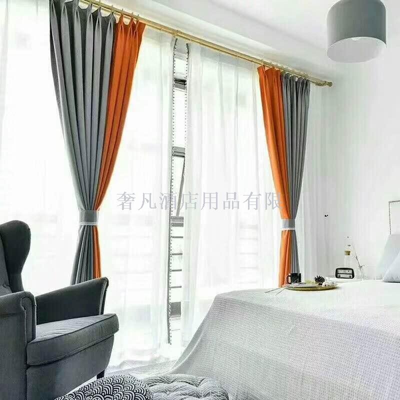 Zheng hao hotel supplies sunshade heat insulation sunscreen simple modern French window curtains piao full shade curtain cloth