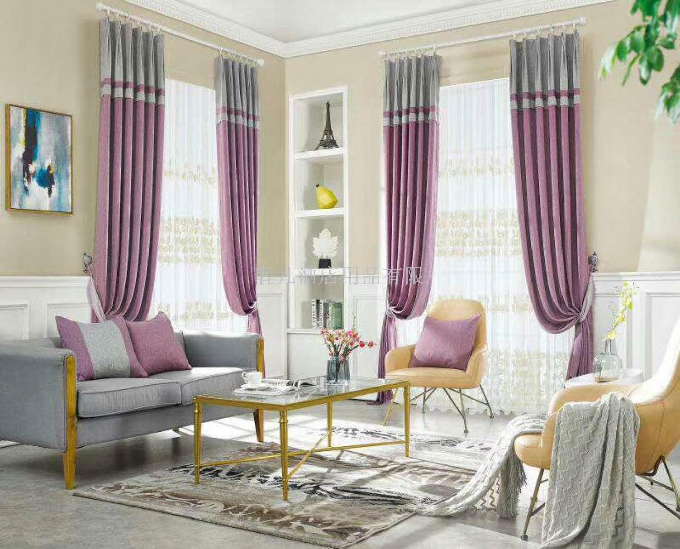 Zheng hao hotel supplies sunshade heat insulation sunscreen simple modern French window curtains piao full shade curtain cloth