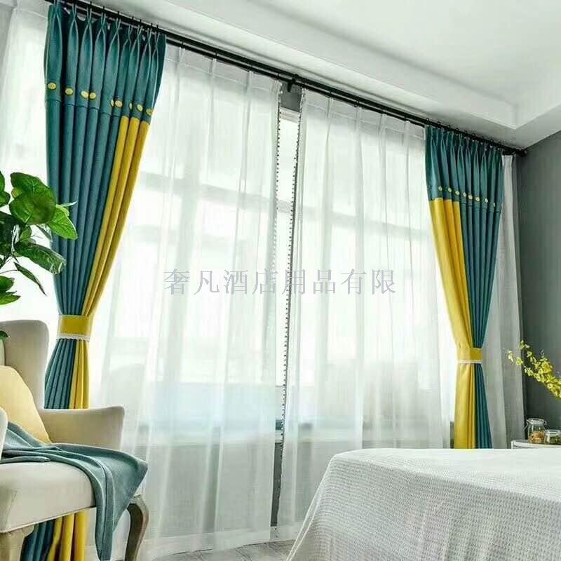 Zheng hao hotel supplies sunshade heat insulation sunscreen simple modern French window curtains piao full shade curtain cloth