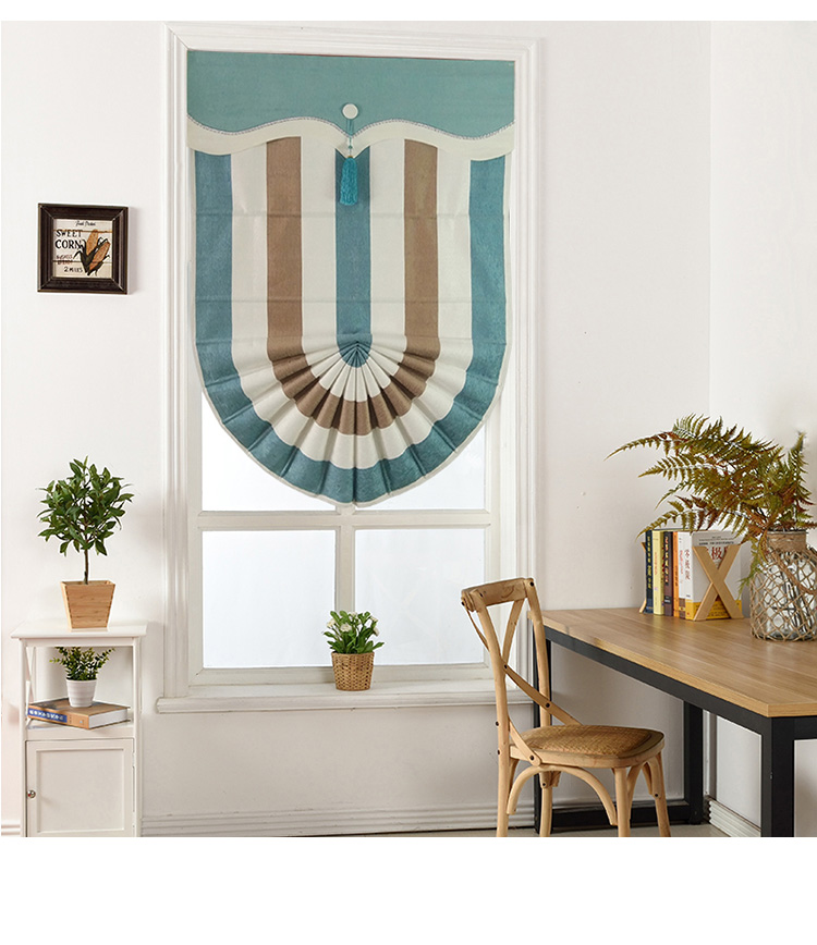 2021new Striped Curtain Living Room Modern Minimalist and Magnificent Bay Window Small Curtain Short Window Roman Curtains Lifting Curtain