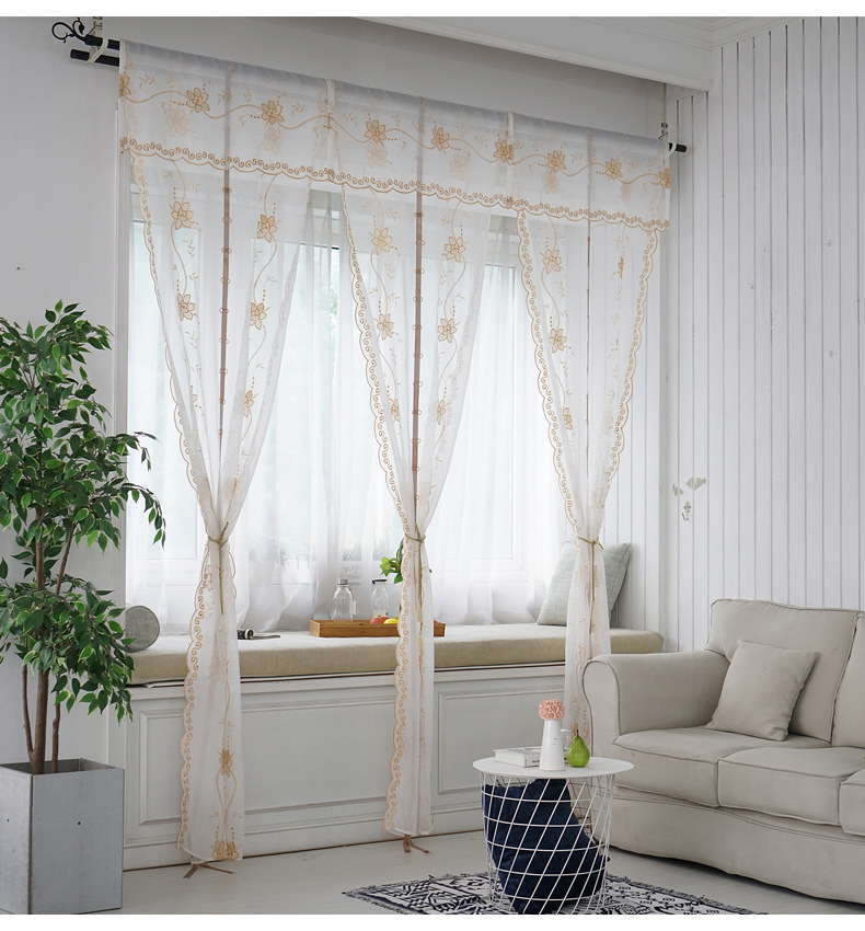 Factory Processing Custom Wholesale Bedroom Lifting Curtain Mesh Curtains Embroidered Living Room Window Screen Roman Curtains Curtain