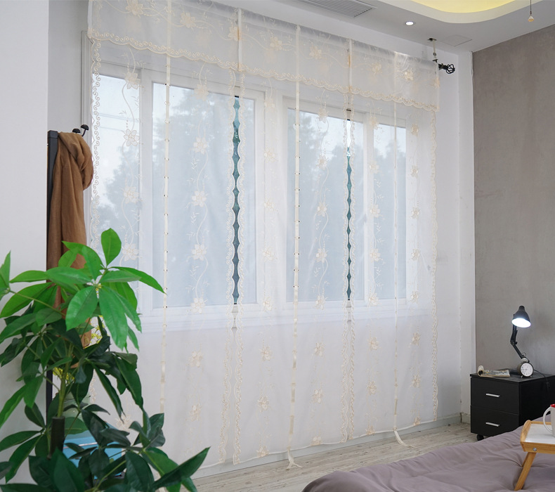 Factory Processing Custom Wholesale Bedroom Lifting Curtain Mesh Curtains Embroidered Living Room Window Screen Roman Curtains Curtain