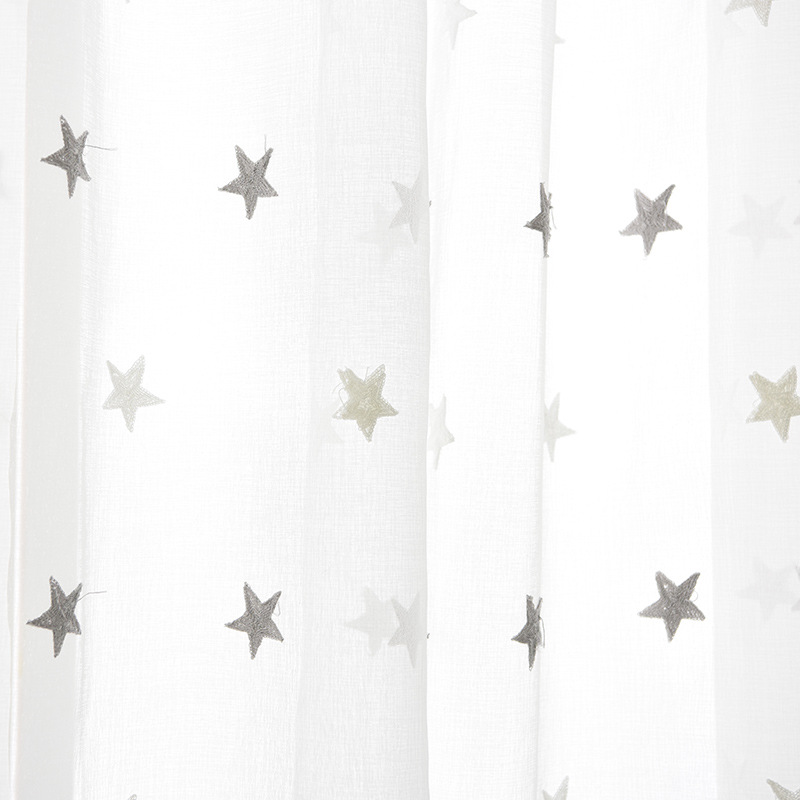 Embroidery Gauze Curtain Mesh Curtains Living Room Bedroom Study Bay Window Screen White Mesh Curtains Curtain with Yarn