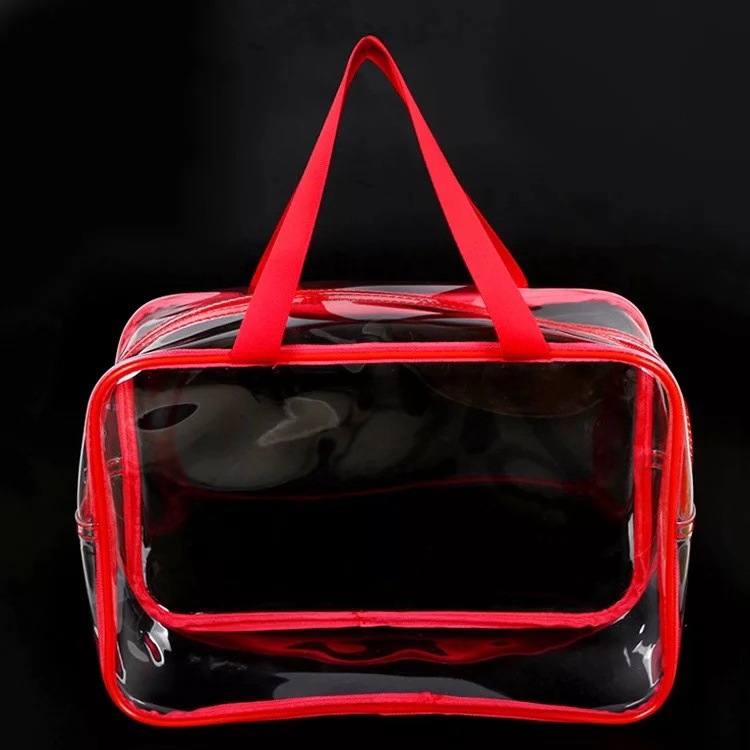 Factory Direct Sales Transparent PVC Cosmetic Storage Bag PVC Zipper Bag Plastic Packaging Bag Customizable Logo