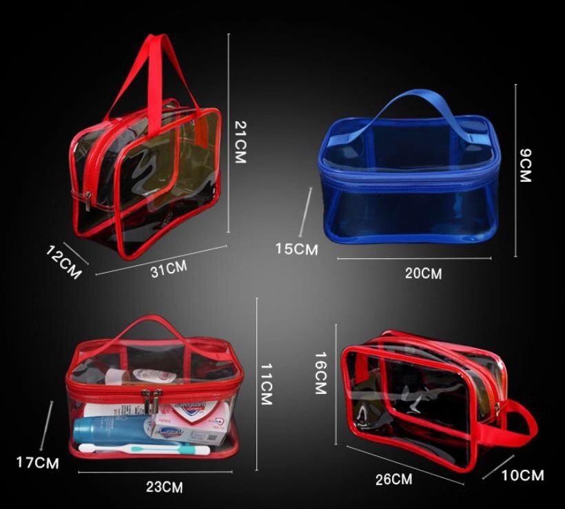 Factory Direct Sales Transparent PVC Cosmetic Storage Bag PVC Zipper Bag Plastic Packaging Bag Customizable Logo