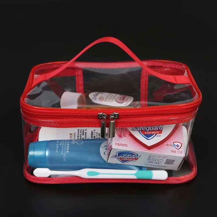 Factory Direct Sales Transparent PVC Cosmetic Storage Bag PVC Zipper Bag Plastic Packaging Bag Customizable Logo