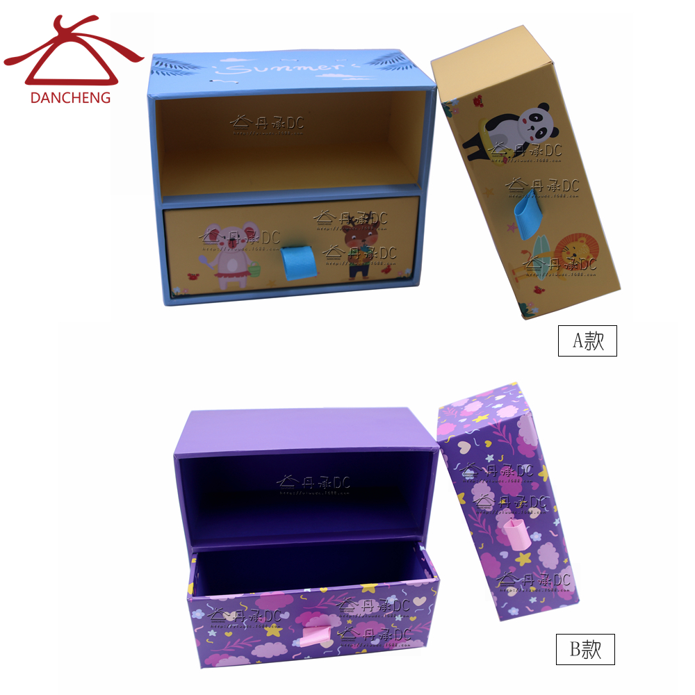 New cartoon creative second drawer box children stationery storage cardboard box wholesale customization storage box