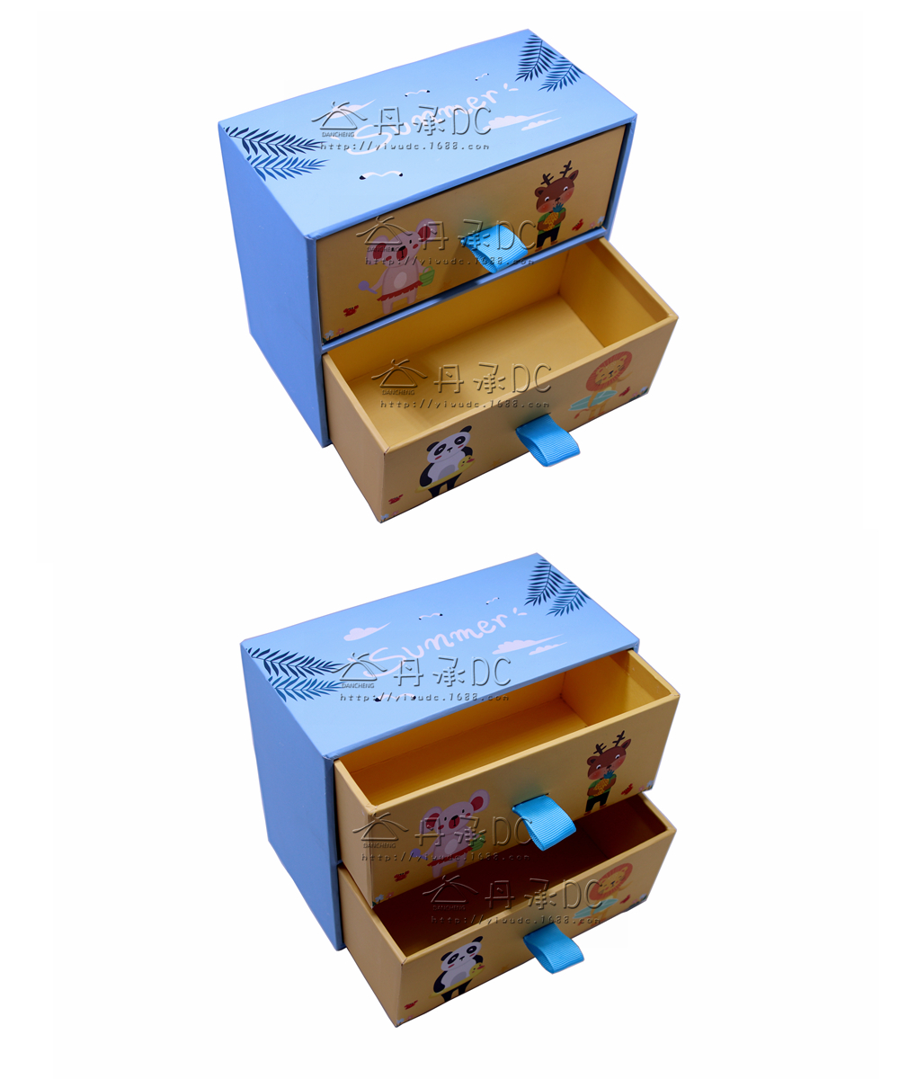 New cartoon creative second drawer box children stationery storage cardboard box wholesale customization storage box