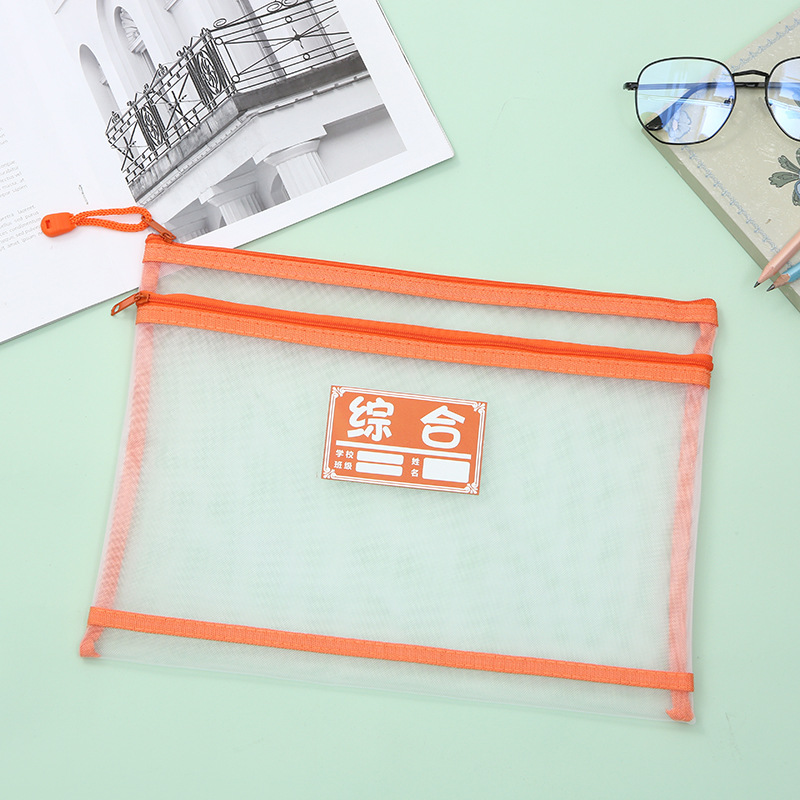 Subject Classification Stationery Bag Mesh Zipper Bag Transparent Stationery Bag Student Subject Classification Large Capacity Information Bag
