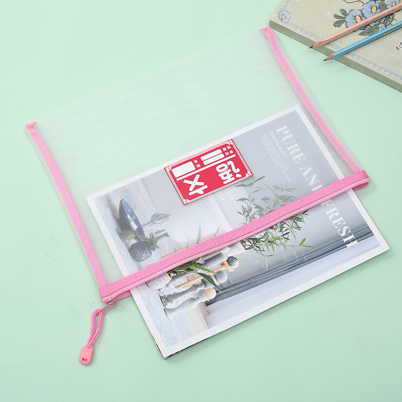 Subject Classification Stationery Bag Mesh Zipper Bag Transparent Stationery Bag Student Subject Classification Large Capacity Information Bag