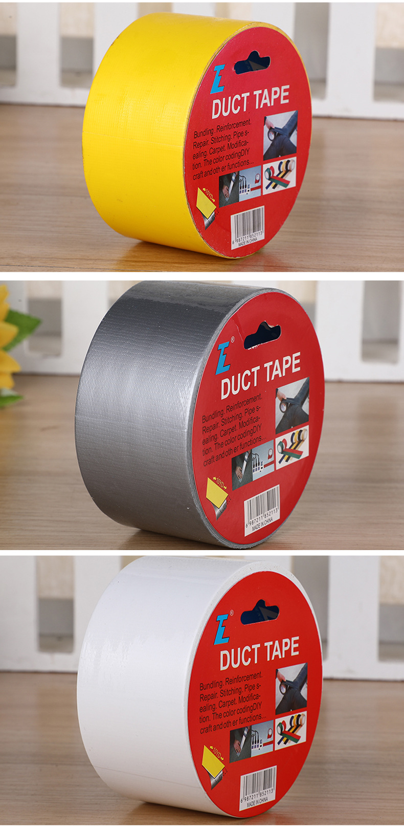 Factory Direct Supply Pure Color Polyester Yarn Simple Hot Melt Adhesive Duct Tape Creative Single-Sided Hot Melt Adhesive PE Adhesive Tape