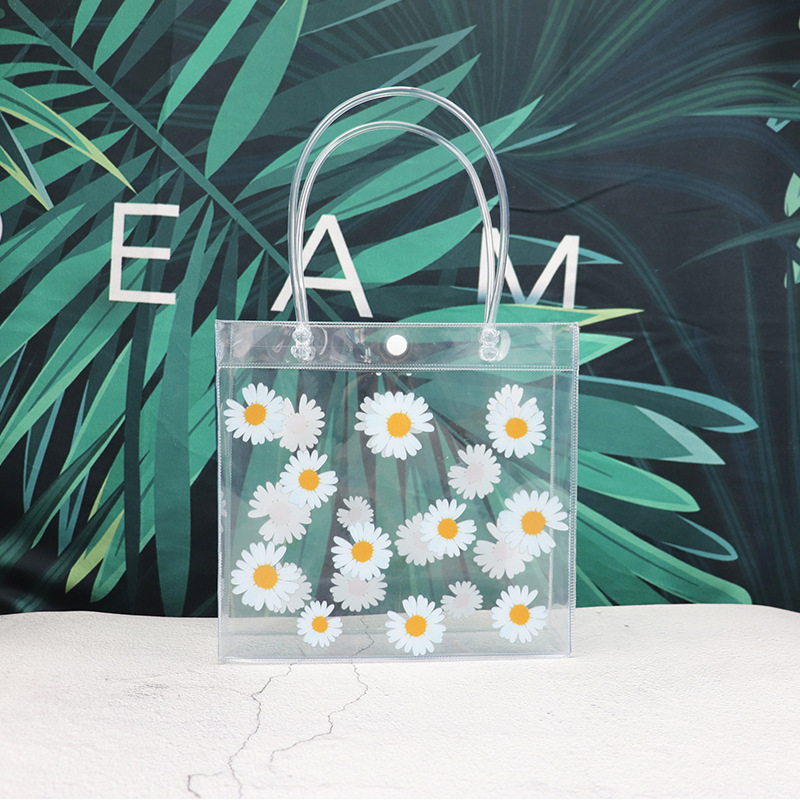 Little Daisy Transparent Handbag PVC Bag Plastic Clothing Store Gift Bag Internet Celebrity Shopping Bags One Piece Dropshipping