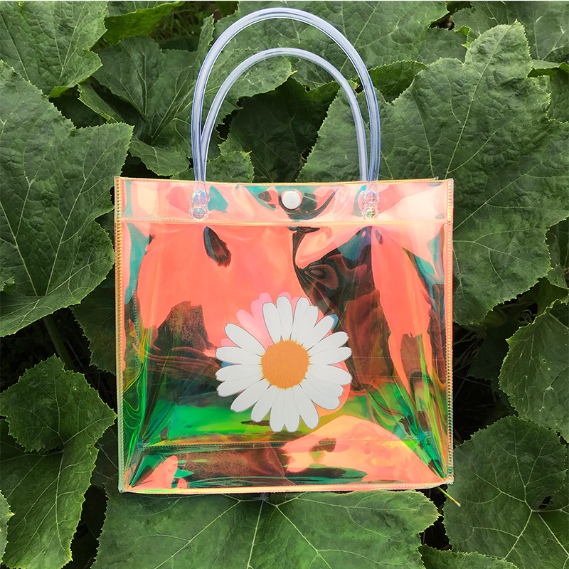 Little Daisy Transparent Handbag PVC Bag Plastic Clothing Store Gift Bag Internet Celebrity Shopping Bags One Piece Dropshipping