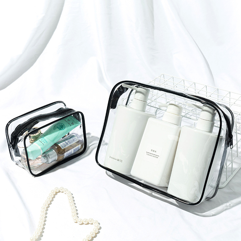 Factory Direct Sales Transparent Plastic Packaging Bag PVC Bag Cosmetic Storage Bag Travel Toiletry Bag Customizable Logo