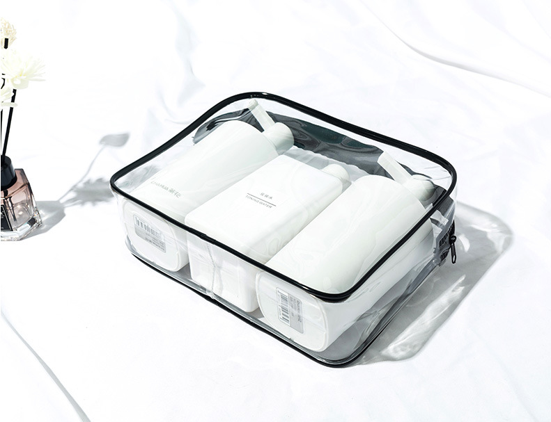 Factory Direct Sales Transparent Plastic Packaging Bag PVC Bag Cosmetic Storage Bag Travel Toiletry Bag Customizable Logo