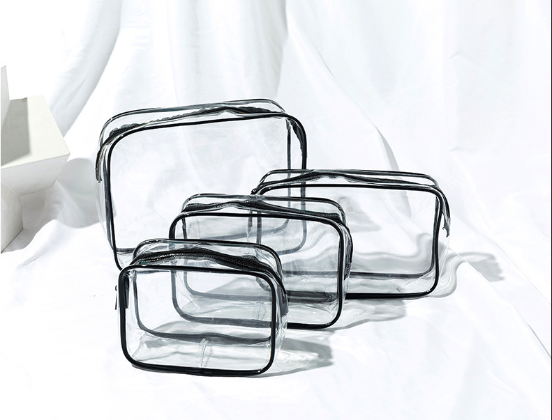 Factory Direct Sales Transparent Plastic Packaging Bag PVC Bag Cosmetic Storage Bag Travel Toiletry Bag Customizable Logo