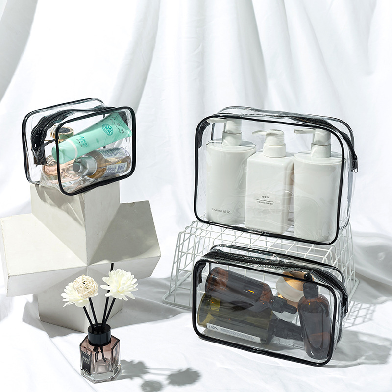 Factory Direct Sales Transparent Plastic Packaging Bag PVC Bag Cosmetic Storage Bag Travel Toiletry Bag Customizable Logo