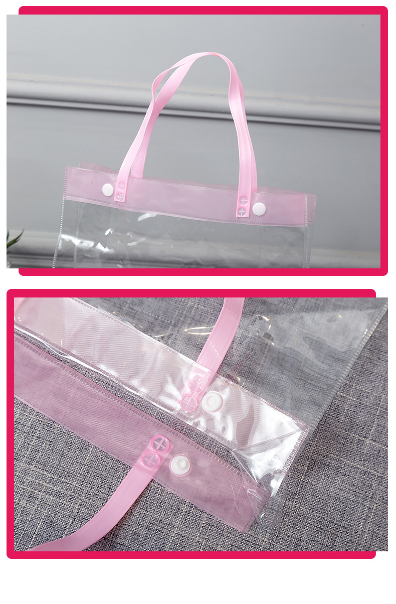 Factory Direct Sales Transparent Snap Fastener Gift Shopping PVC Bag Packaging PVC Plastic Handbag Customizable Logo Factory Direct Sales Transparent Snap Fastener Gift Shopping PVC Bag Packaging PVC Plastic Handbag Customizable Logo