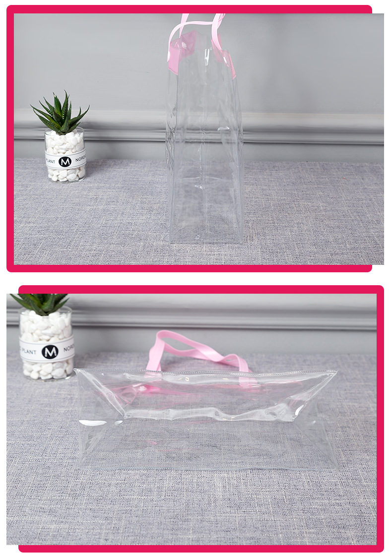 Factory Direct Sales Transparent Snap Fastener Gift Shopping PVC Bag Packaging PVC Plastic Handbag Customizable Logo Factory Direct Sales Transparent Snap Fastener Gift Shopping PVC Bag Packaging PVC Plastic Handbag Customizable Logo