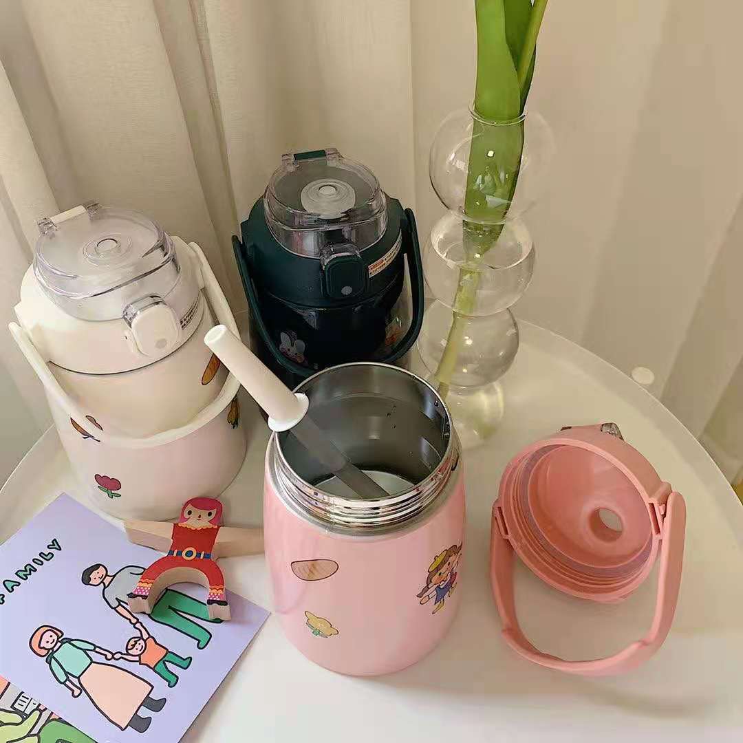 Cup Large Capacity Straw Style Portable and Cute Internet Celebrity Big Belly Drinking Cup Large Children Cup 304 Kettle