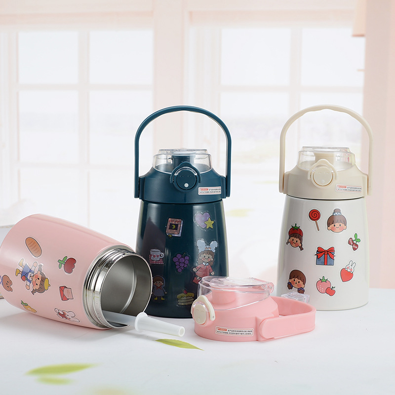 Cup Large Capacity Straw Style Portable and Cute Internet Celebrity Big Belly Drinking Cup Large Children Cup 304 Kettle