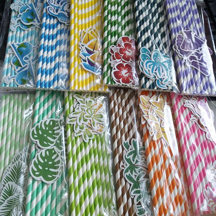 Ocean series of parties paper straw with card, drinking straw