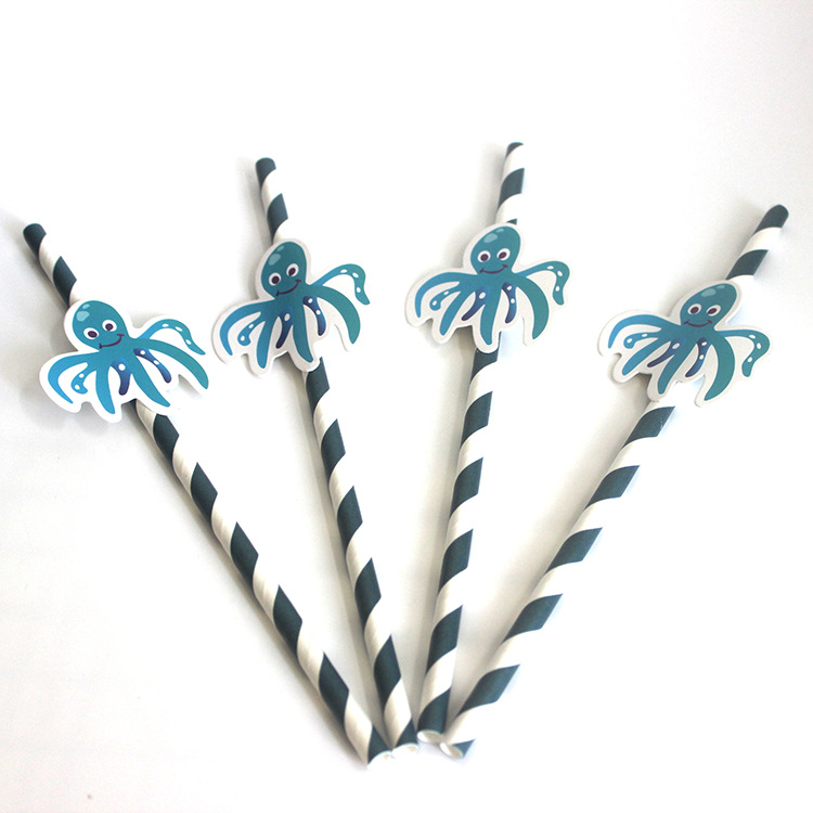 Ocean series of parties paper straw with card, drinking straw
