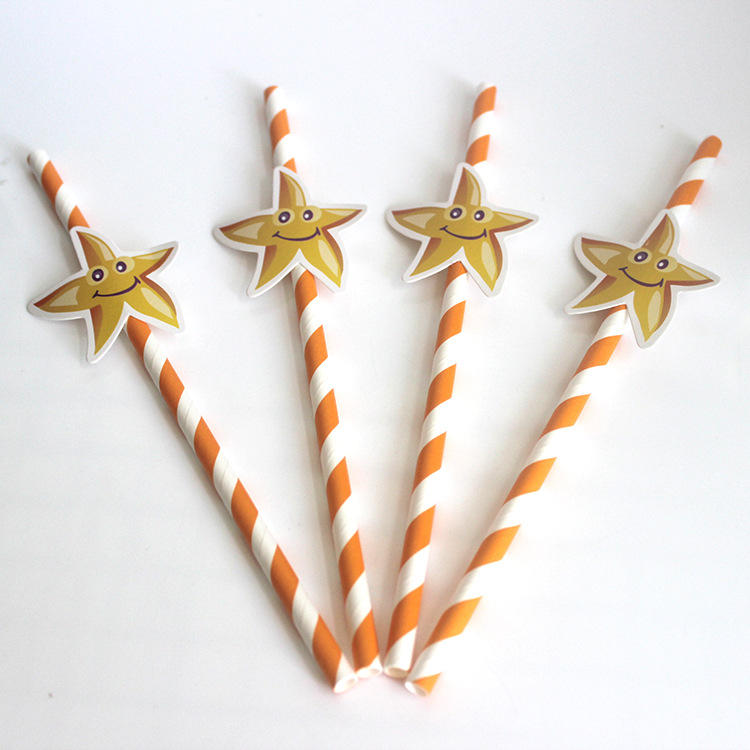 Ocean series of parties paper straw with card, drinking straw