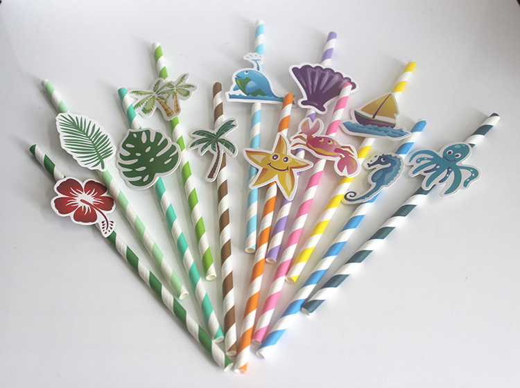 Ocean series of parties paper straw with card, drinking straw
