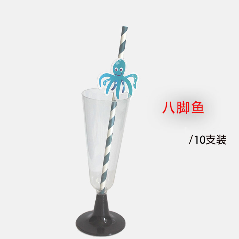 Ocean series of parties paper straw with card, drinking straw
