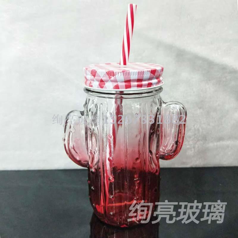 Water glass cup glass mason jar with printed drinking glass cup cup with straw 