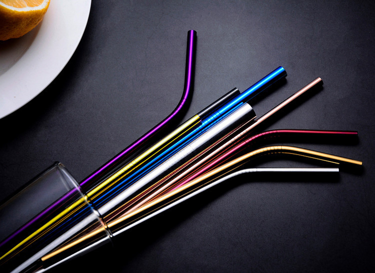 304 Stainless Steel Drinking Straw Colorful Titanium-Plated Milk Tea Straw Cross-Border Straw Factory Wholesale