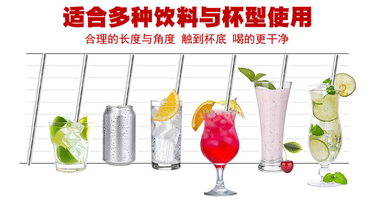 304 Stainless Steel Drinking Straw Colorful Titanium-Plated Milk Tea Straw Cross-Border Straw Factory Wholesale