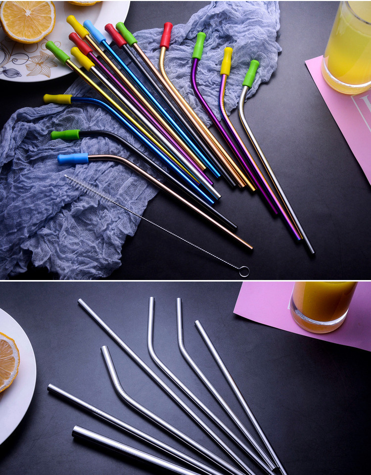 304 Stainless Steel Drinking Straw Colorful Titanium-Plated Milk Tea Straw Cross-Border Straw Factory Wholesale